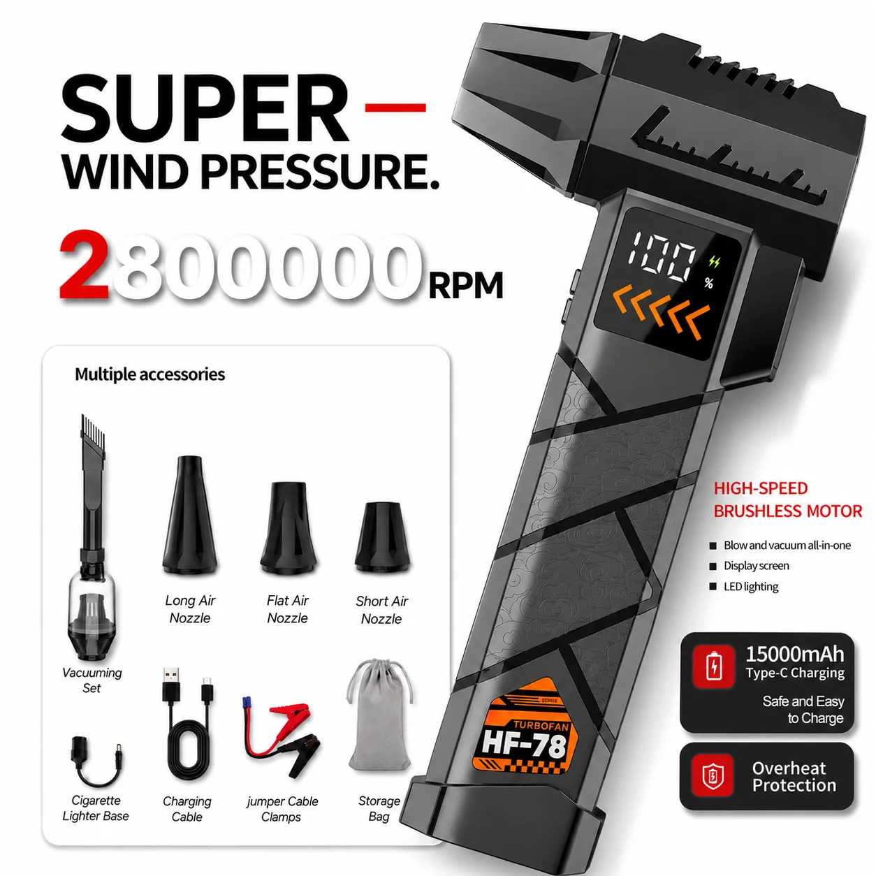 Super Powerful 2800000RPM Elec - Dryer Car Blower recensie en prijs