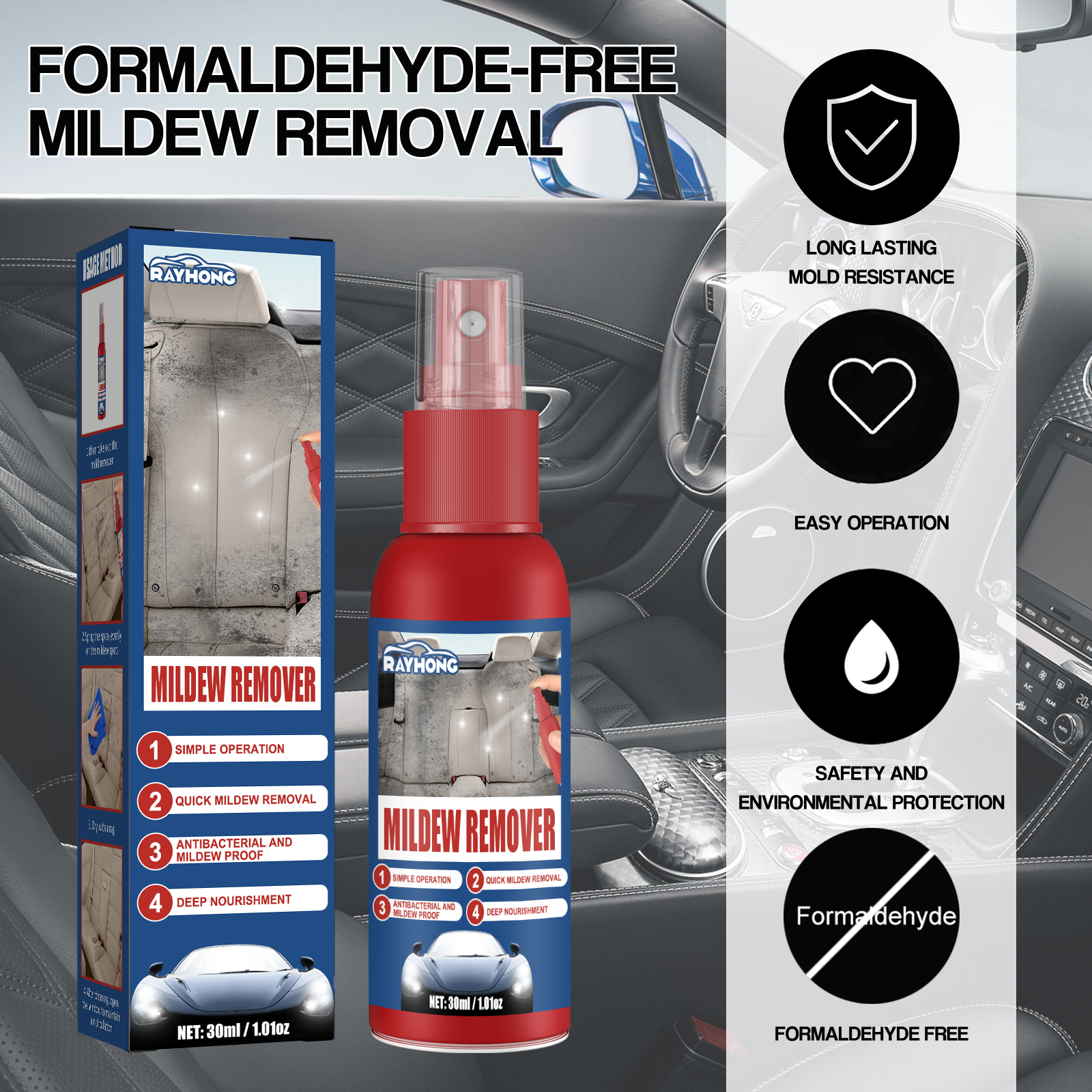 Car Mildew Remover Spray Multi - Leather Cleaner Interior recensie en prijs